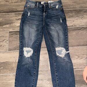 Distressed Blue Denim Jeans